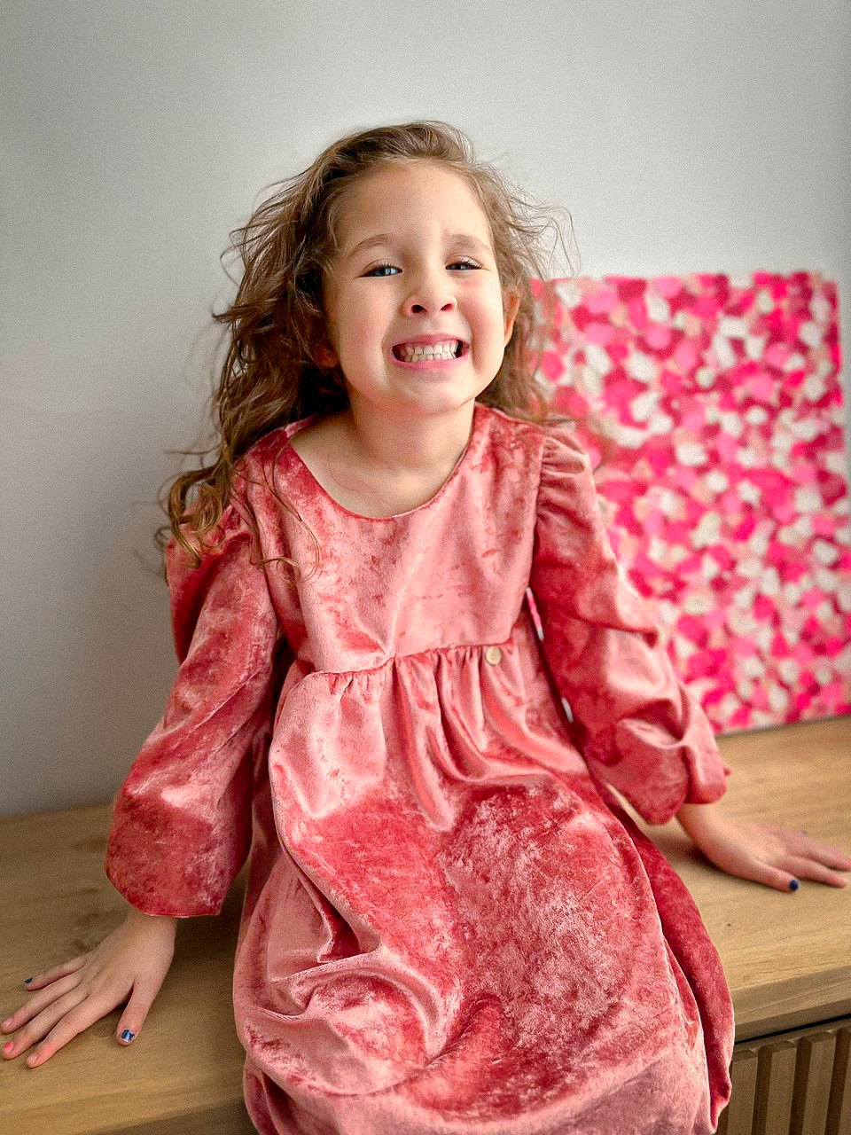 Vestido Terciopelo Coral para ni&ntilde;as